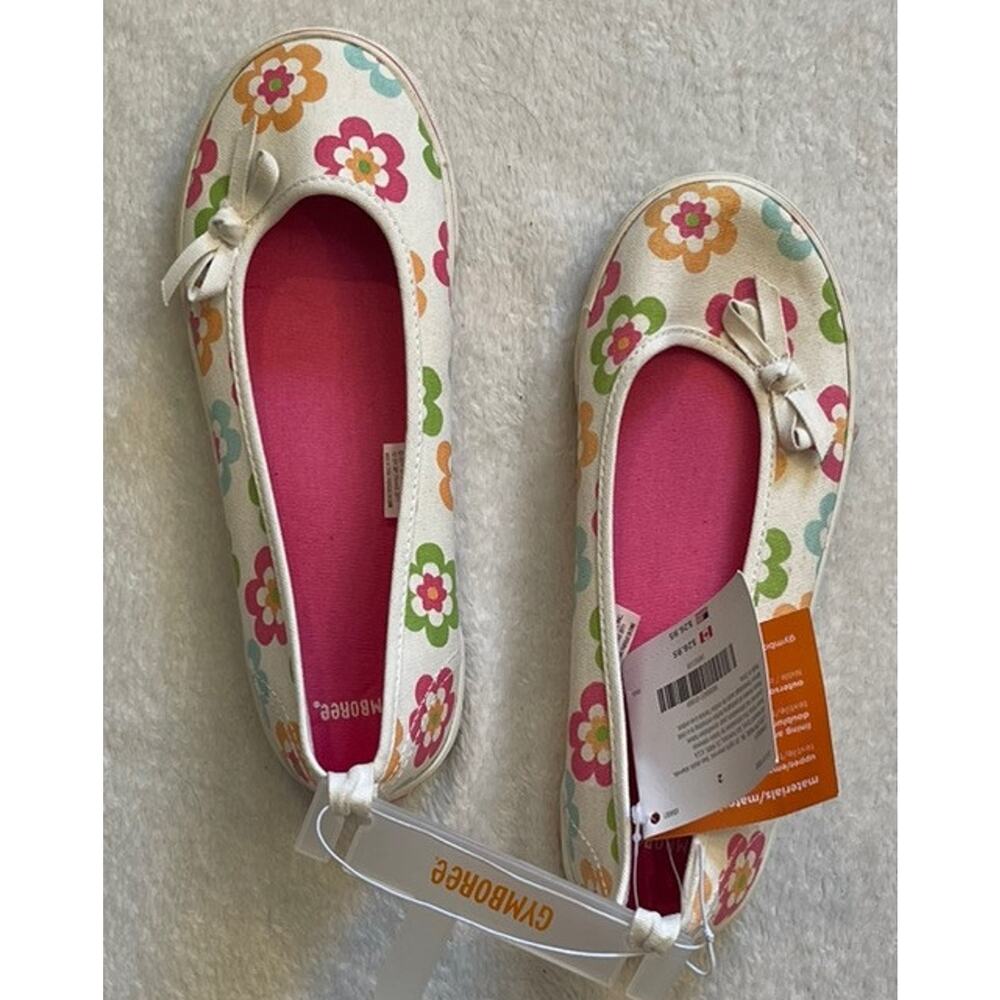 GYMBOREE Slip-on Sneakers Girl's Size 2 Youth Shoes Pink White Floral Summer NEW